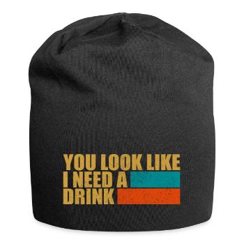 Vintage Drinking Beer Drinker Look Like Drink - Jersey Beanie - black - Front
