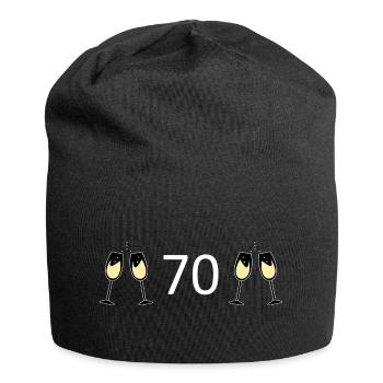 70.Geburtstag 70 Jahre Jubiläum 70 Zahl 70 weiß - Jersey-Beanie - Schwarz - Vorne