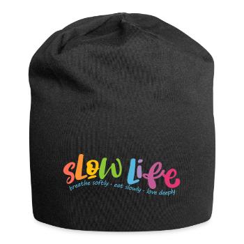 Langsames Leben - Jersey-Beanie - Schwarz - Vorne
