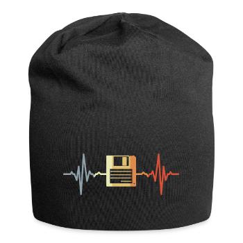 Retro Floppy Disk ECG - Jersey Beanie - black - Front
