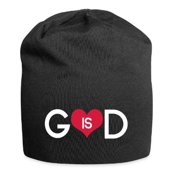 God Is Love Heart - Minimalist Christian Spirit - Jersey Beanie - black - Front