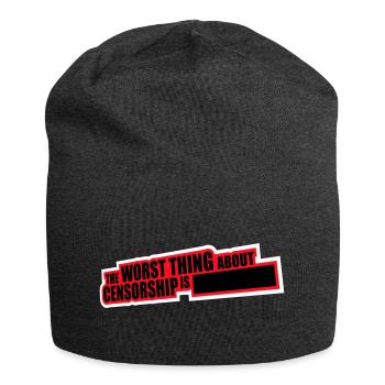 The Worst Thing About Censorship Is Lustig Ironie - Jersey-Beanie - Anthrazit - Vorne