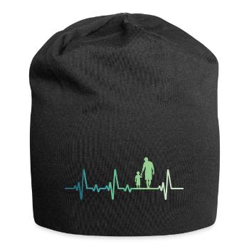 Vater und Sohn Herzschlag Geschenk Vater Sohn - Jersey-Beanie - Schwarz - Vorne
