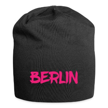 Berlin - Deutschland - Hauptstadt - Berliner Bär - Jersey-Beanie - Schwarz - Vorne