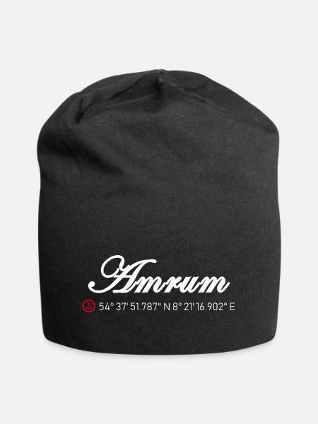 Amrum Koordinaten - Jersey-Beanie - Schwarz