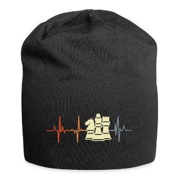 Schachfiguren Kardiogramm - Jersey-Beanie - Schwarz - Vorne