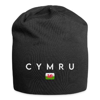Flagge von Wales, walisischer Stolz - Jersey-Beanie - Schwarz - Vorne