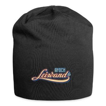 Spruch Handlettering „Afoch leiwand“ - Jersey-Beanie - Schwarz - Vorne