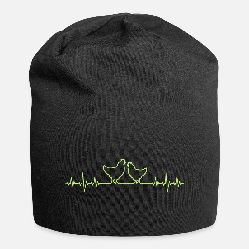 Hühner - Jersey-Beanie - Schwarz