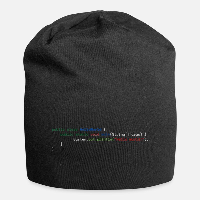 Java Bonjour Monde - Bonnet en jersey - noir