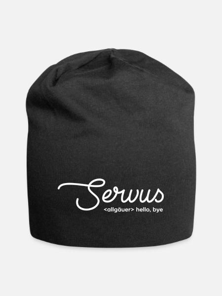 servus hello bye - weiß - Jersey-Beanie - Schwarz