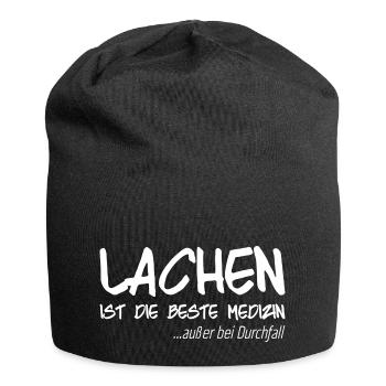 Lachen ist die beste Medizin außer bei Durchfall - Jersey-Beanie - Schwarz - Vorne