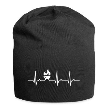ECG curve - heart curve - pulse - grilling - fire basket - Jersey Beanie - black - Front