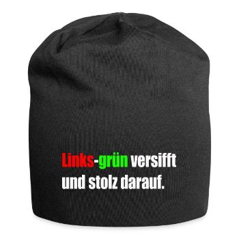 Links-grün versifft und stolz darauf. - Jersey-Beanie - Schwarz - Vorne