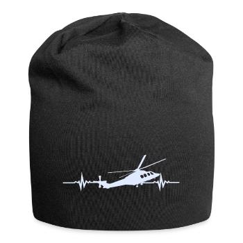 ECG du battement cardiaque d’hélicoptère - Bonnet en jersey - noir - Devant