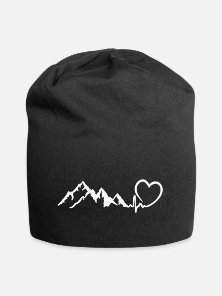 Berge Herzschlag Berg Liebe - Jersey-Beanie - Schwarz