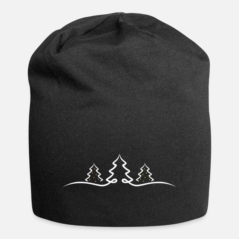 Sapins avec des étoiles dorées - Bonnet en jersey - noir