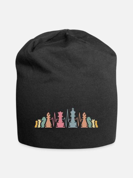 Schachfiguren Herzschlag retro Schach Team Symbol - Jersey-Beanie - Schwarz