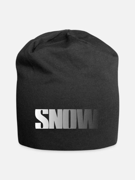 SNOW Lettering Snow White Bold Font Fat - Jersey Beanie - black