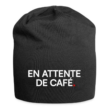 En attente de café humour matin - Bonnet en jersey - noir - Devant