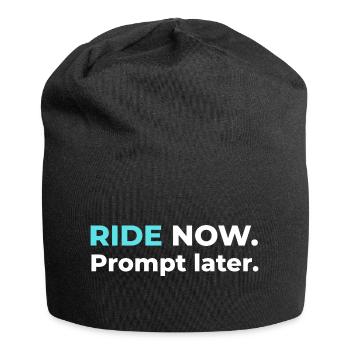 Ride now. Prompt later. – Design in Cyan - Jersey Beanie - black - Front
