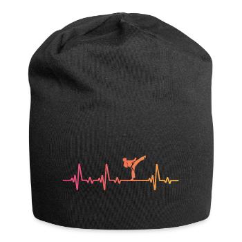 Karate Sonnenuntergang Herzschlag Karate - Jersey-Beanie - Schwarz - Vorne