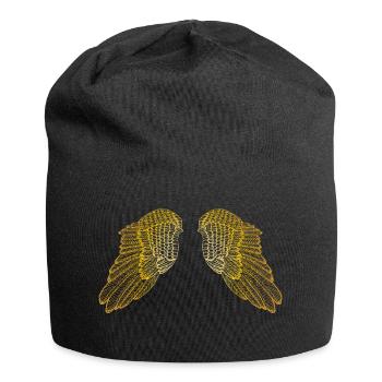 Ailes d'ange volantes dorées en vol stationnaire - Bonnet en jersey - noir - Devant