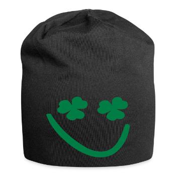 Shamrock smiley face - Jersey Beanie - black - Front