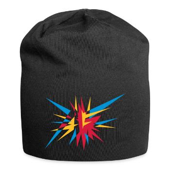 Explosion und Strahlen - Jersey-Beanie - Schwarz - Vorne
