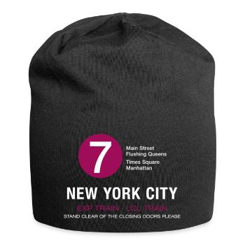 new york city metro train 7 times flushing queens - Jersey Beanie - black - Front