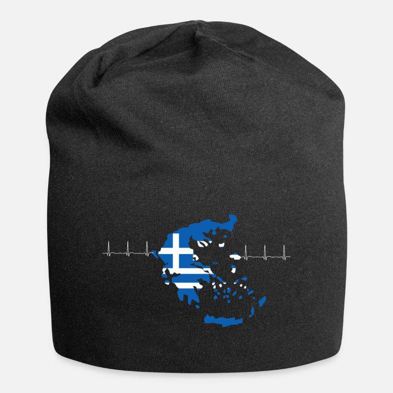 Griechenland - Jersey-Beanie - Schwarz