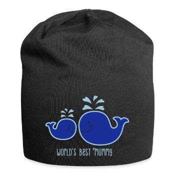 Wal - Mama - child - Fish - worlds best mummy - 2C - Jersey Beanie - black - Front