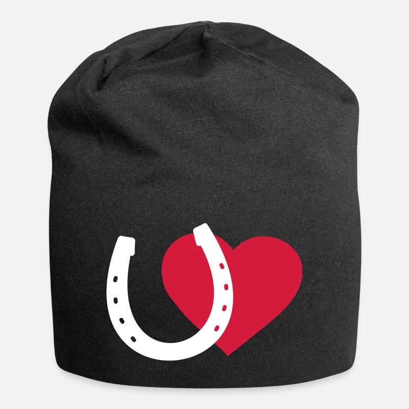 Hufeisen und Herz - Jersey-Beanie - Schwarz