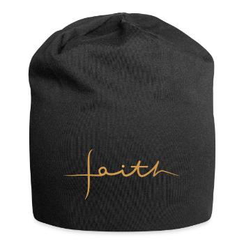 faith in gold || La foi - Bonnet en jersey - noir - Devant