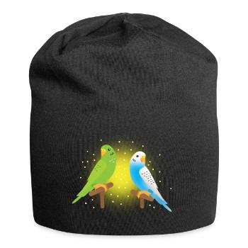 deux perruches vertes et bleues - Bonnet en jersey - noir - Devant
