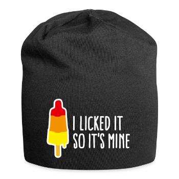 I licked it so it's mine licking popsicle ice - Jersey Beanie - black - Front