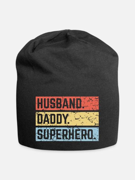 Husband Daddy Superhero (Super Dad Superdaddy PNG) - Jersey Beanie - black