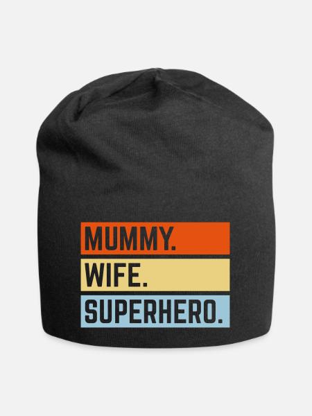 Mummy Wife Superhero (Super Mum / Supermummy / 3C) - Jersey Beanie - black