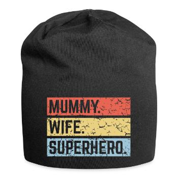 Mummy Wife Superhero (Super Mum Supermummy PNG) - Jersey Beanie - black - Front