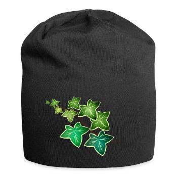 Ivy tendril with white border - White green ivy - Jersey Beanie - black - Front