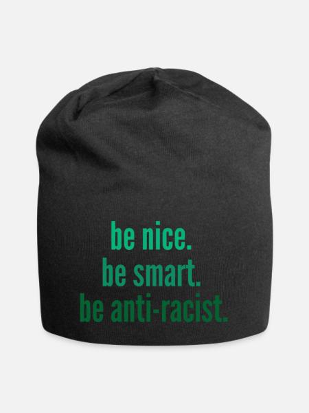 be nice. be smart. be anti-racist. - Jersey Beanie - black