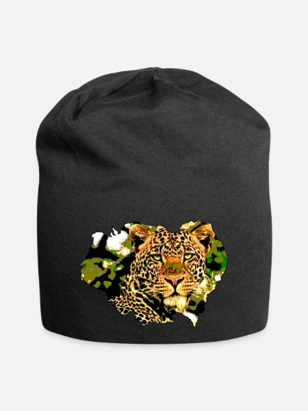 Leopard I Afrika I Cartoon I POP Art I Geschenk - Jersey-Beanie - Schwarz