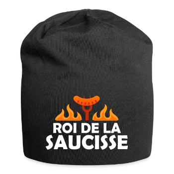 Saucisse - Grillade - Barbecue - Cadeau - Drôle - Bonnet en jersey - noir - Devant