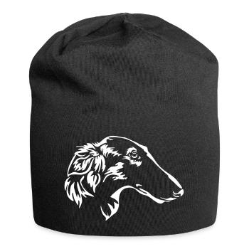 Barsoi Kopf "Black Edition" - Jersey-Beanie - Schwarz - Vorne
