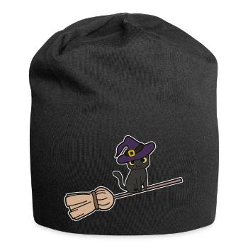 Chat Balai de sorcière - Bonnet en jersey - noir - Devant