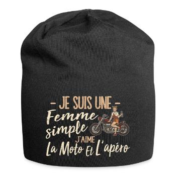 Je Suis Une Femme Simple J'aime La Moto Et L'apéro - Bonnet en jersey - noir - Devant