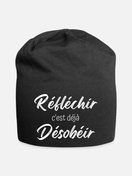 réfléchir c'est déjà désobéir - Bonnet en jersey - noir