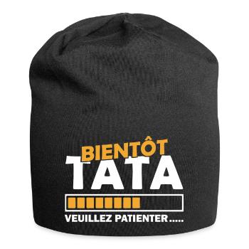 bientôt tata / future tata d'amour - Bonnet en jersey - noir - Devant