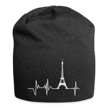 Heartbeat Paris Tour Eiffel - Bonnet en jersey - noir - Devant