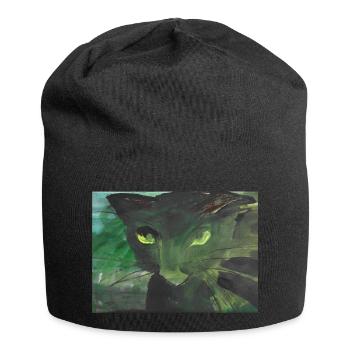 schwarze Katze - Jersey-Beanie - Schwarz - Vorne